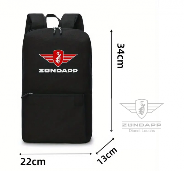 Zündapp Rucksack mit vielen Staufächern, Schwarz mit Emblem und Schrift